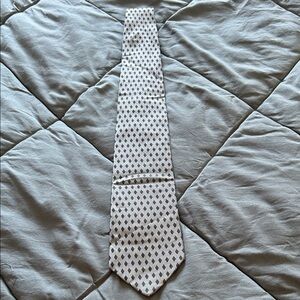 DKNY Ivory Tie with Charcoal Diamond Pattern